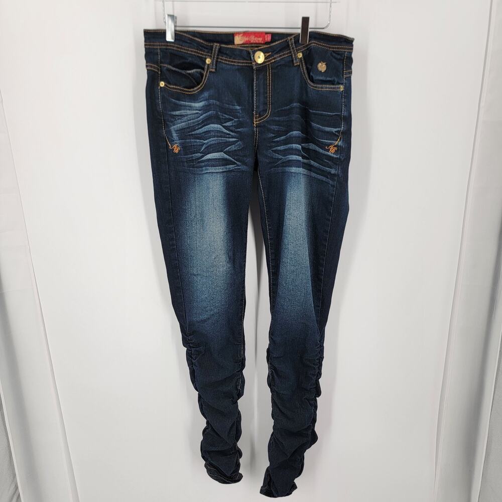 Apple Bottoms Juniors 11/12 Skinny Jeans Dark Wash Blue Denim Stretch Mid Rise